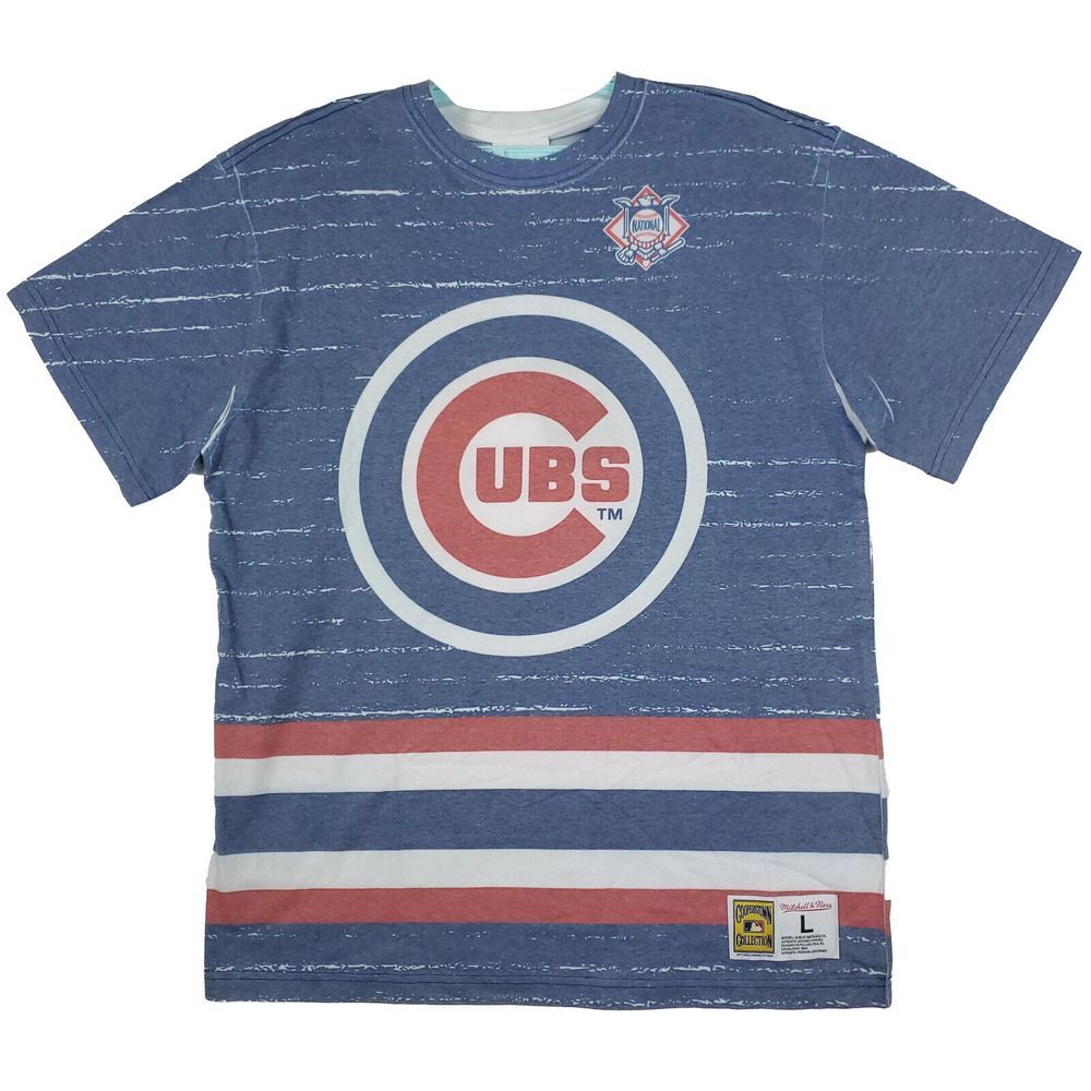 Chicago Cubs Mitchell &‎ Ness MLB L Large Shirt Jumbotron 3.0 Blue Red White NWT